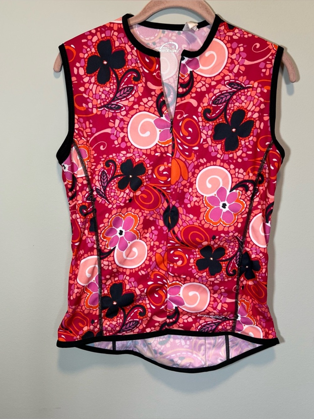 Performance Women’s Pink Floral Cycling Biking Jersey Tank Top Medium